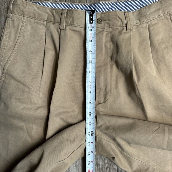 Cremieux Chino Pants Mens 35x32 Pleated Tan Casual Cotton Work Preppy - Picture 8 of 13